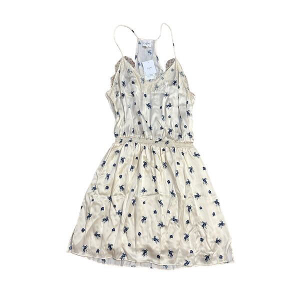 NEW Cami NYC Ditsy Floral Print Mini Dress Cream Blue Roses - Picture 1 of 9